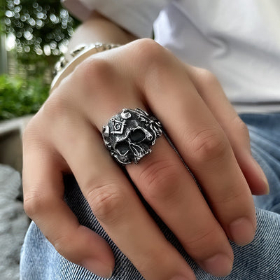 T.S.L. Vintage Sterling Silver Skull Ring