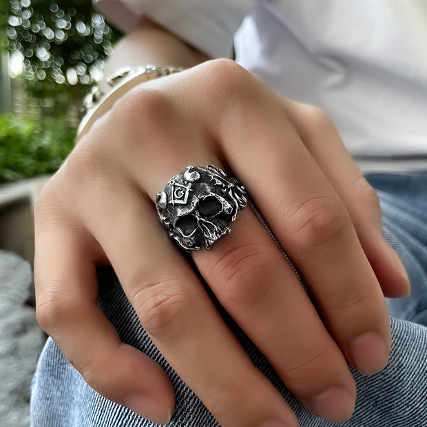 T.S.L. Vintage Sterling Silver Skull Ring