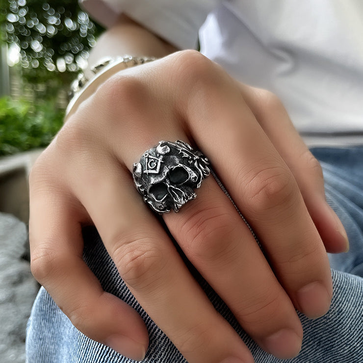 T.S.L. Vintage Sterling Silver Skull Ring