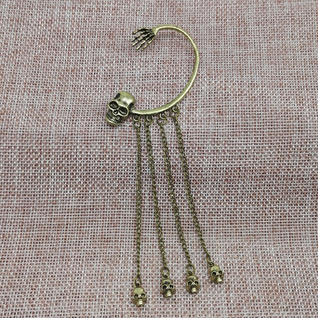 Punk Rock Ghost Hand & Skull Head Hanging Earring
