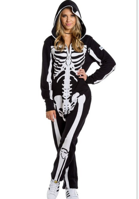 Women's Halloween Skeleton Frame Skull Jumpsuit