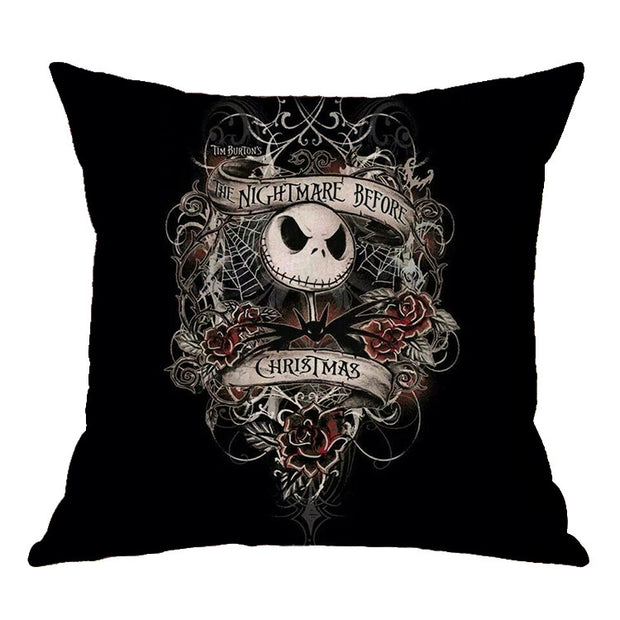 Linen Skull Halloween-inspired Nightmare Xmas Pillow Cover *29 Styles