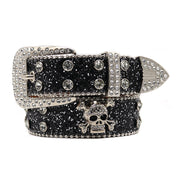 T.S.L. Skull Themed Wide Rhinestone Belt