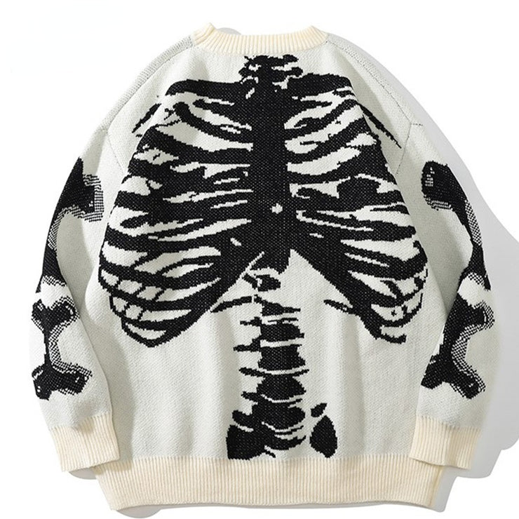 Round Neck Long Sleeve Men's Skull Sweater