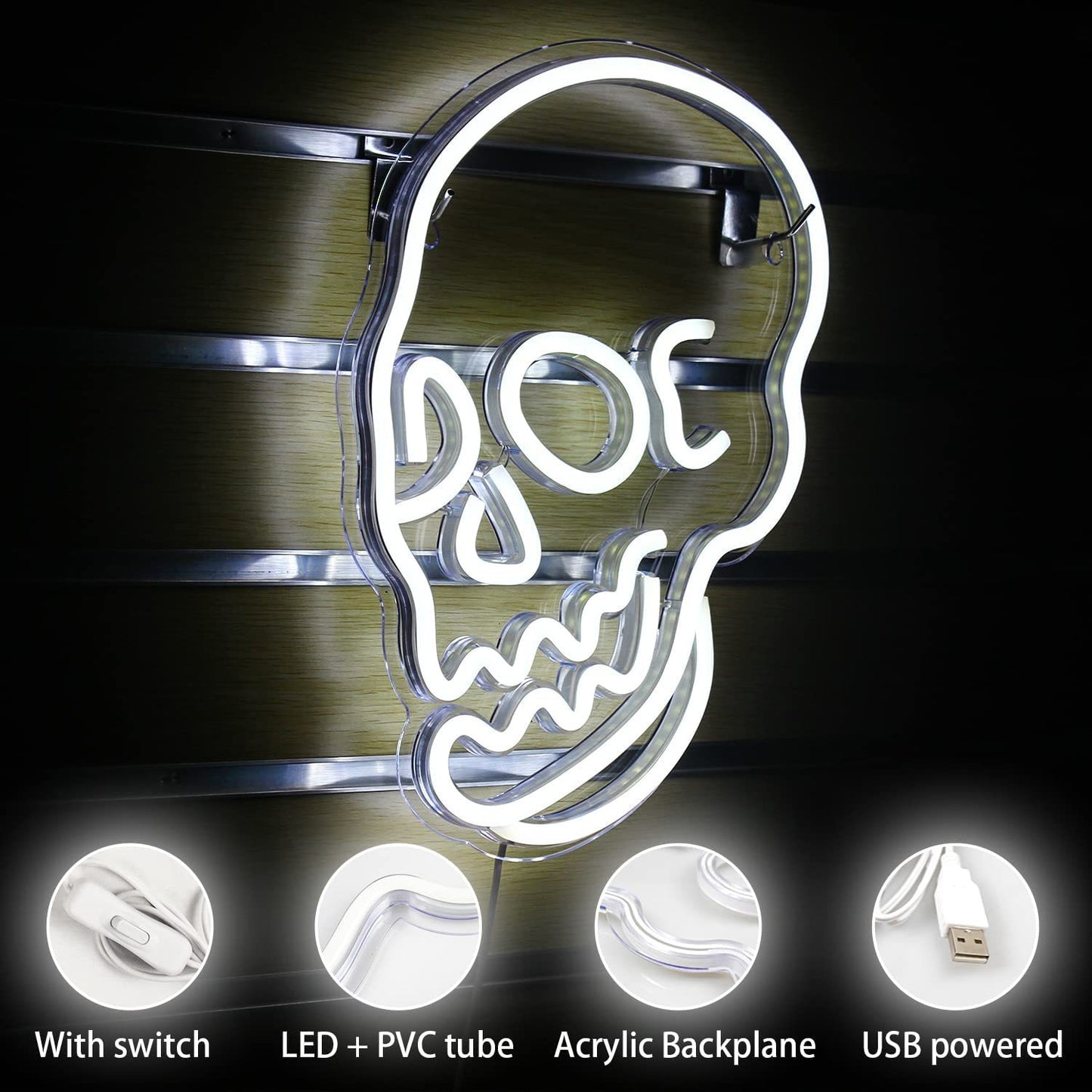 Halloween and any time Decor LED Neon Skull night light