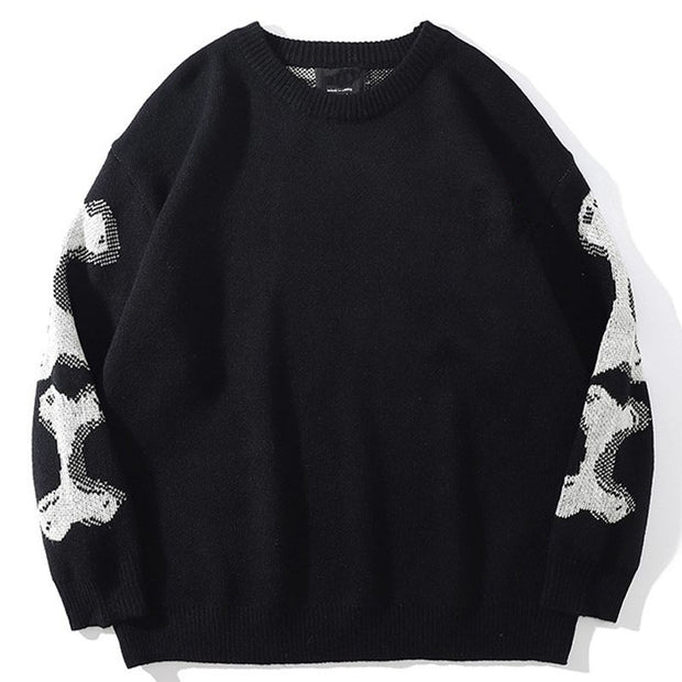 Round Neck Long Sleeve Men's Skull Sweater