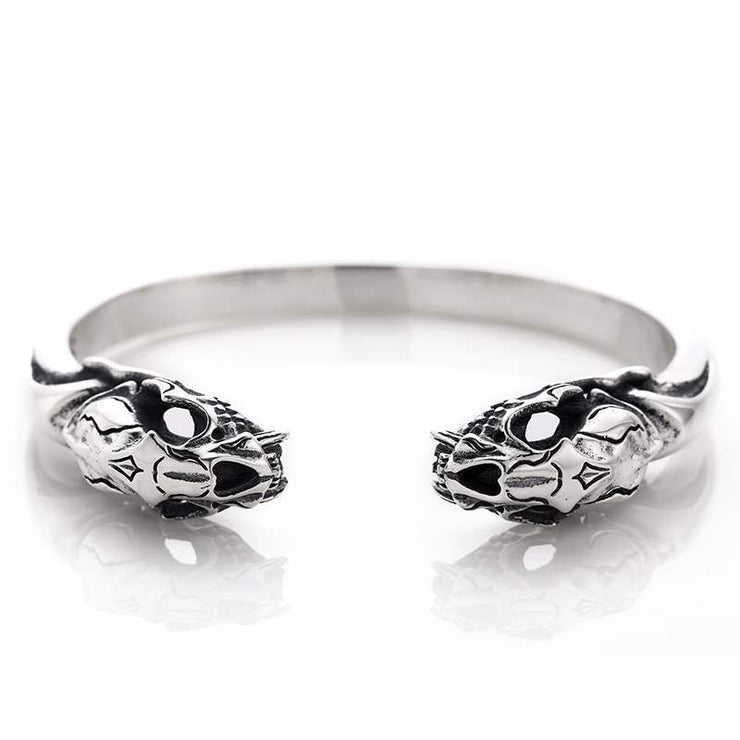 Men's S925 Sterling Silver Beast Skull Bracelet