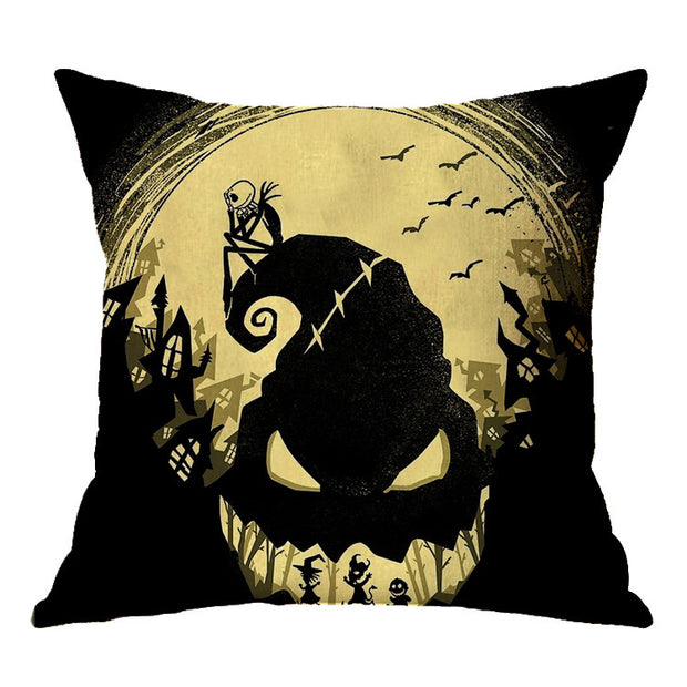 Linen Skull Halloween-inspired Nightmare Xmas Pillow Cover *29 Styles