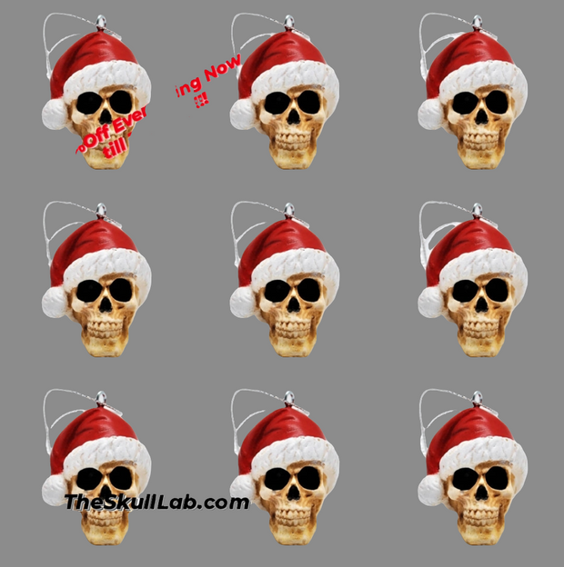 Christmas Hat Skull Ornament