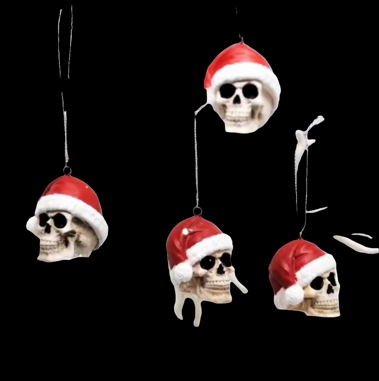 Christmas Hat Skull Ornament