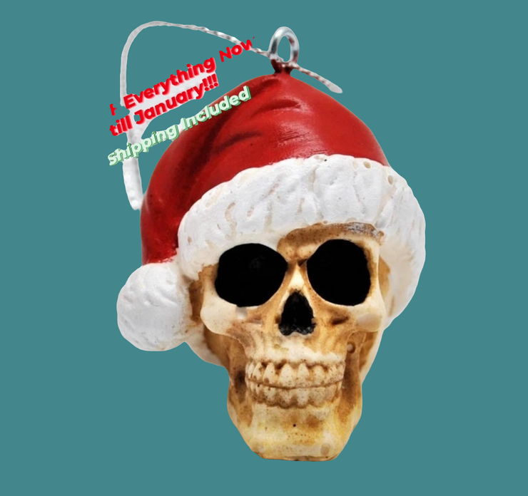 Christmas Hat Skull Ornament