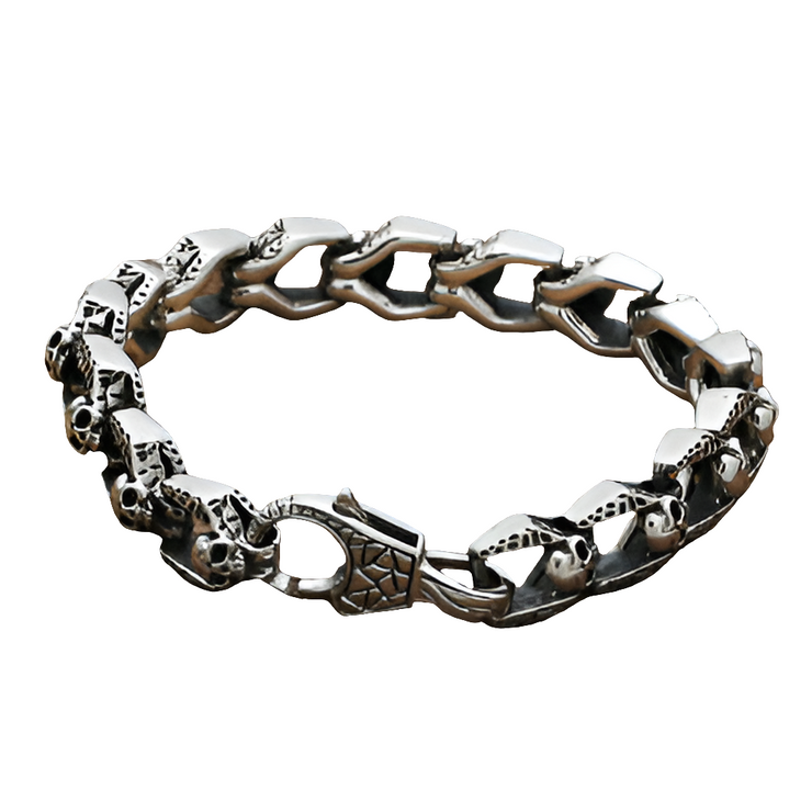 T.S.L. Men's Thai Silver Skull Bracelet