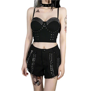 Women's night club Stud Metal Suspender Top
