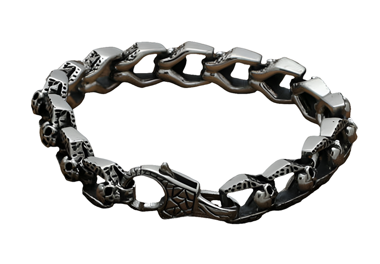 T.S.L. Men's Thai Silver Skull Bracelet