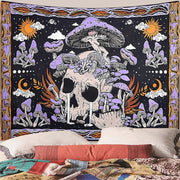 Purple Skull Mushroom Tapestry Bohemian Hippie Style