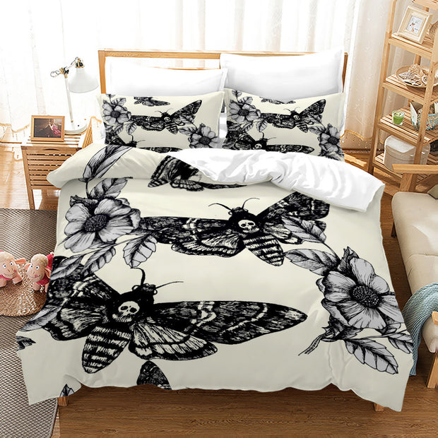 Household Acherontia Lachesis Printed Bed Sheet Bedding Set *9 styles