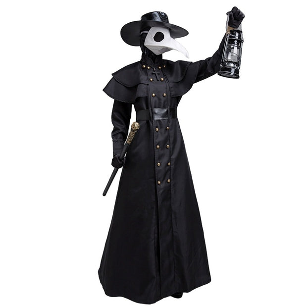 Medieval Steam Punk Plague Doctor Costume Beak Crow Long Mouth Mask