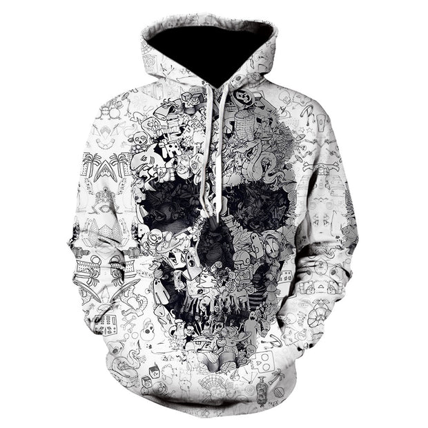 Men & Women 3D Skull Print Hoodie with an Image on both front and back. *5 Colors