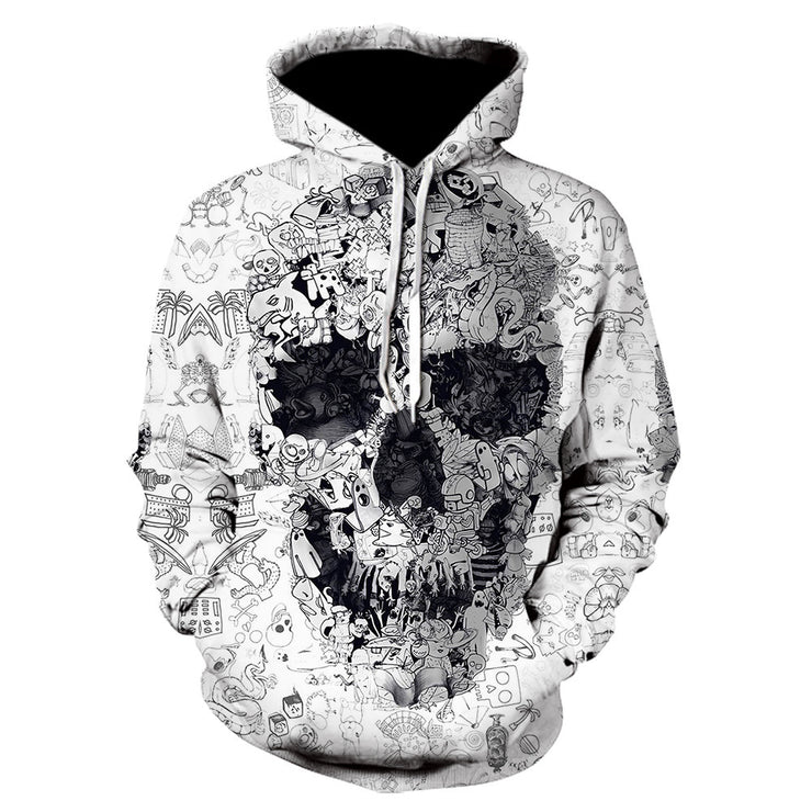 Men & Women 3D Skull Print Hoodie with an Image on both front and back. *5 Colors