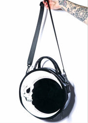 Meniscus Skull Moon Round Diagonal Leather Bag