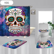 Skulls Digitally Printed Shower Curtain, Commode seat Cover & Non-slip Mat * 19 Styles