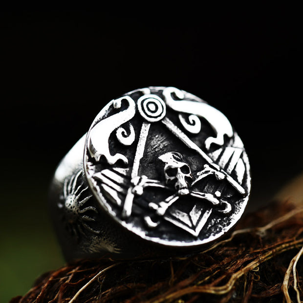 Vintage Titanium Men's Skull Ring Jewelry