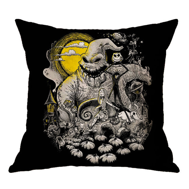 Linen Skull Halloween-inspired Nightmare Xmas Pillow Cover *29 Styles