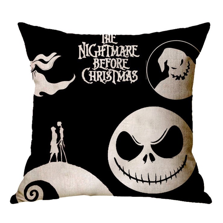 Linen Skull Halloween-inspired Nightmare Xmas Pillow Cover *29 Styles