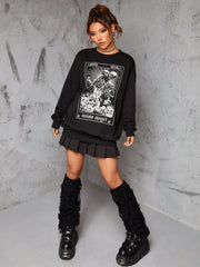 Gothic Court Women's Sweater Retro Rose Skull Long Sweater