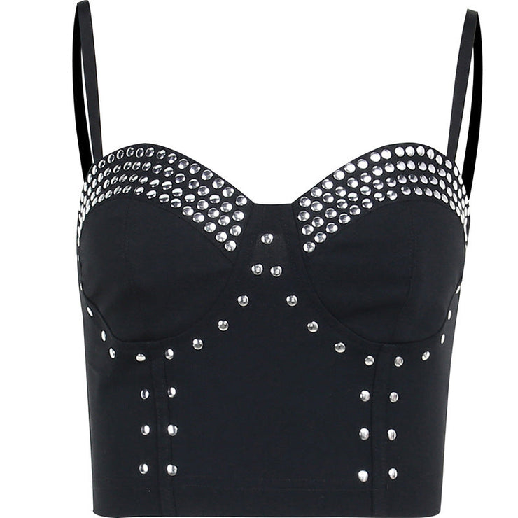 Women's night club Stud Metal Suspender Top