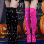 Halloween-Inspired Over-the-knee Printed Skull Thigh High Socks