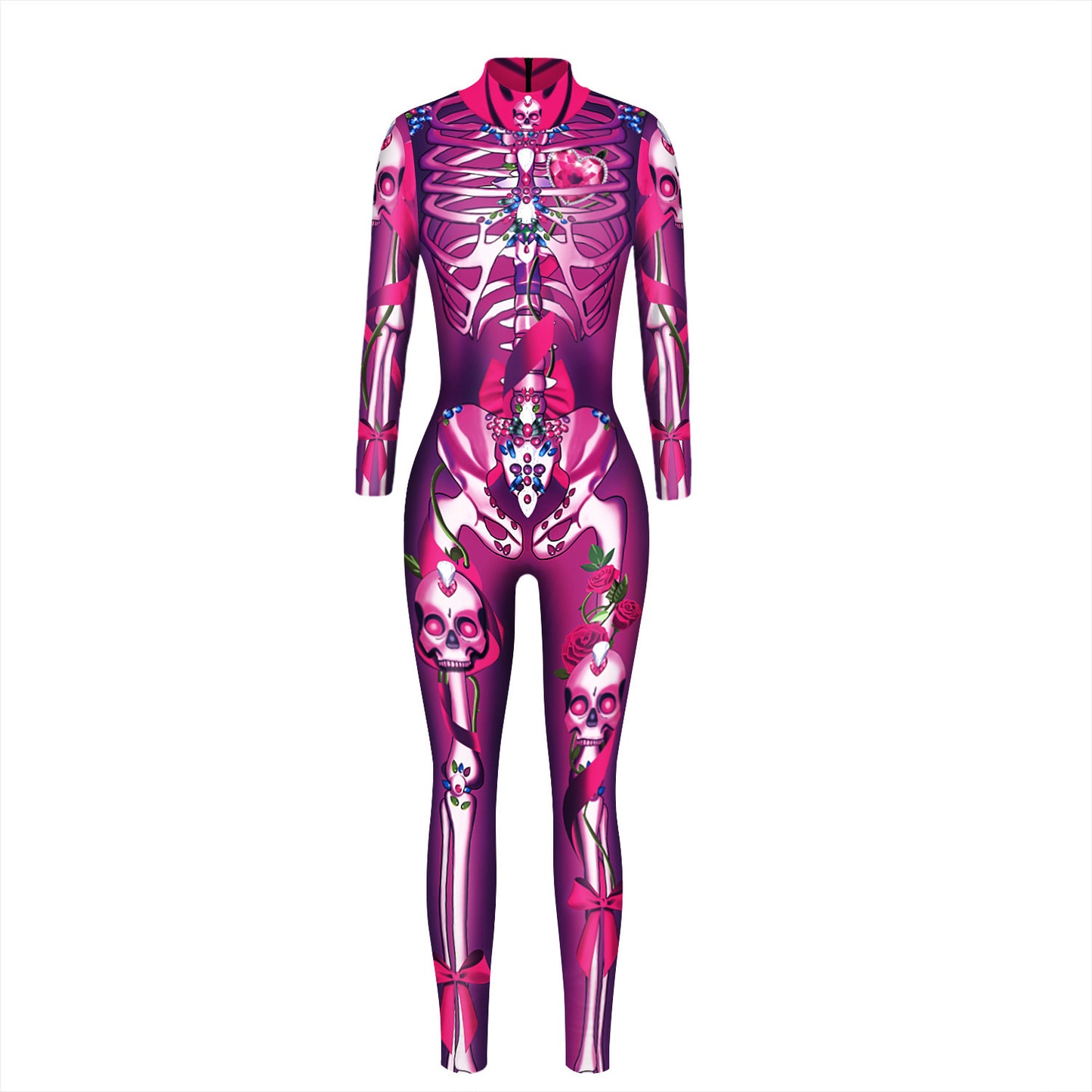 Skeleton 3D Digital Printing Women's Halloween Jumpsuit