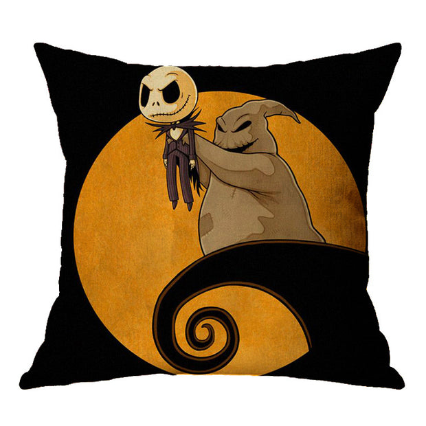 Linen Skull Halloween-inspired Nightmare Xmas Pillow Cover *29 Styles