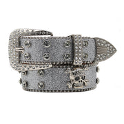 T.S.L. Skull Themed Wide Rhinestone Belt