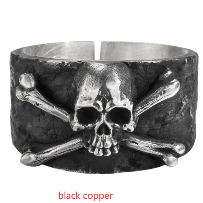 Skull head sterling Black Copper Ring