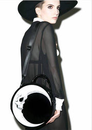 Meniscus Skull Moon Round Diagonal Leather Bag