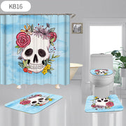Skulls Digitally Printed Shower Curtain, Commode seat Cover & Non-slip Mat * 19 Styles