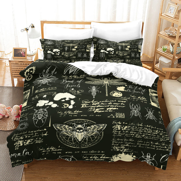 Household Acherontia Lachesis Printed Bed Sheet Bedding Set *9 styles