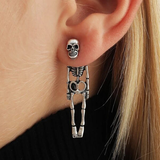 Halloween-inspired Earrings Skull Simulation of Human Skeleton w/ Detachable Skull Stud Earrings