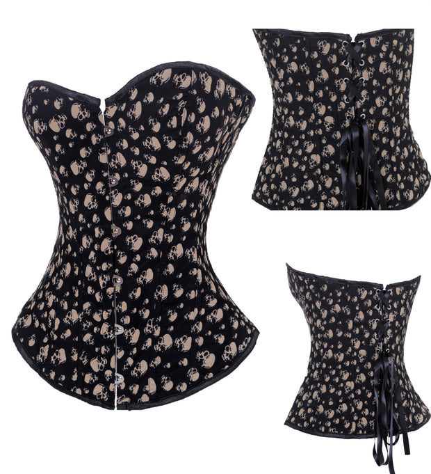 Shapewear Rubber Bone Without Lace Sexy Skull Corset