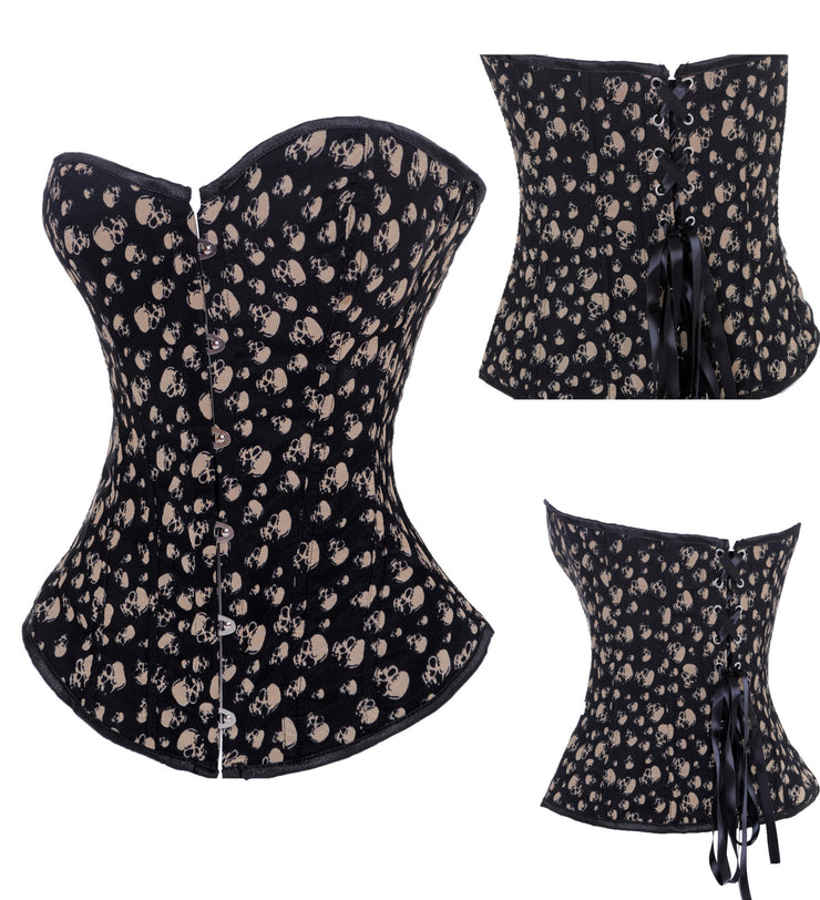 Shapewear Rubber Bone Without Lace Sexy Skull Corset