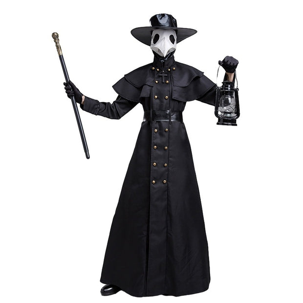 Medieval Steam Punk Plague Doctor Costume Beak Crow Long Mouth Mask