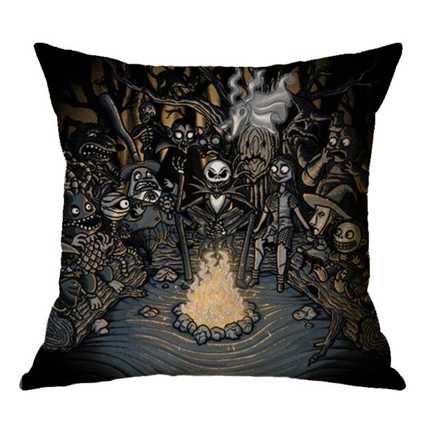 Linen Skull Halloween-inspired Nightmare Xmas Pillow Cover *29 Styles