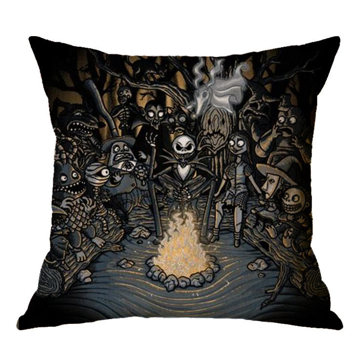 Linen Skull Halloween-inspired Nightmare Xmas Pillow Cover *29 Styles