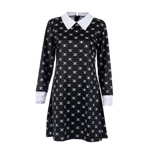 Children's Cos Adams Family Costume Female Skull Dress