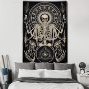 Skeleton Flower Tapestry Meditation Skeleton