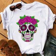 Women's Color Skull Print Short-sleeved T-shirt *6 styles