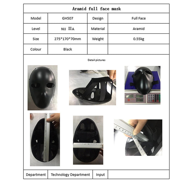 Factory Direct Sales Kevlar Ultra-light Bulletproof Mask Real CS Field Equipment Explosion-free Full Face Protection
