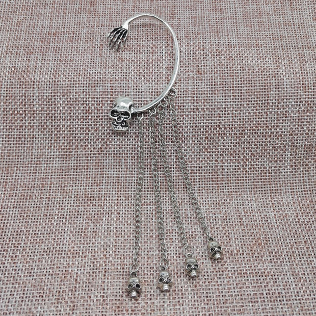 Punk Rock Ghost Hand & Skull Head Hanging Earring