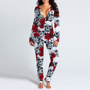 Amazing Autumn And Winter Halloween Inspired Skull Printed Sexy Onesie PJ's
